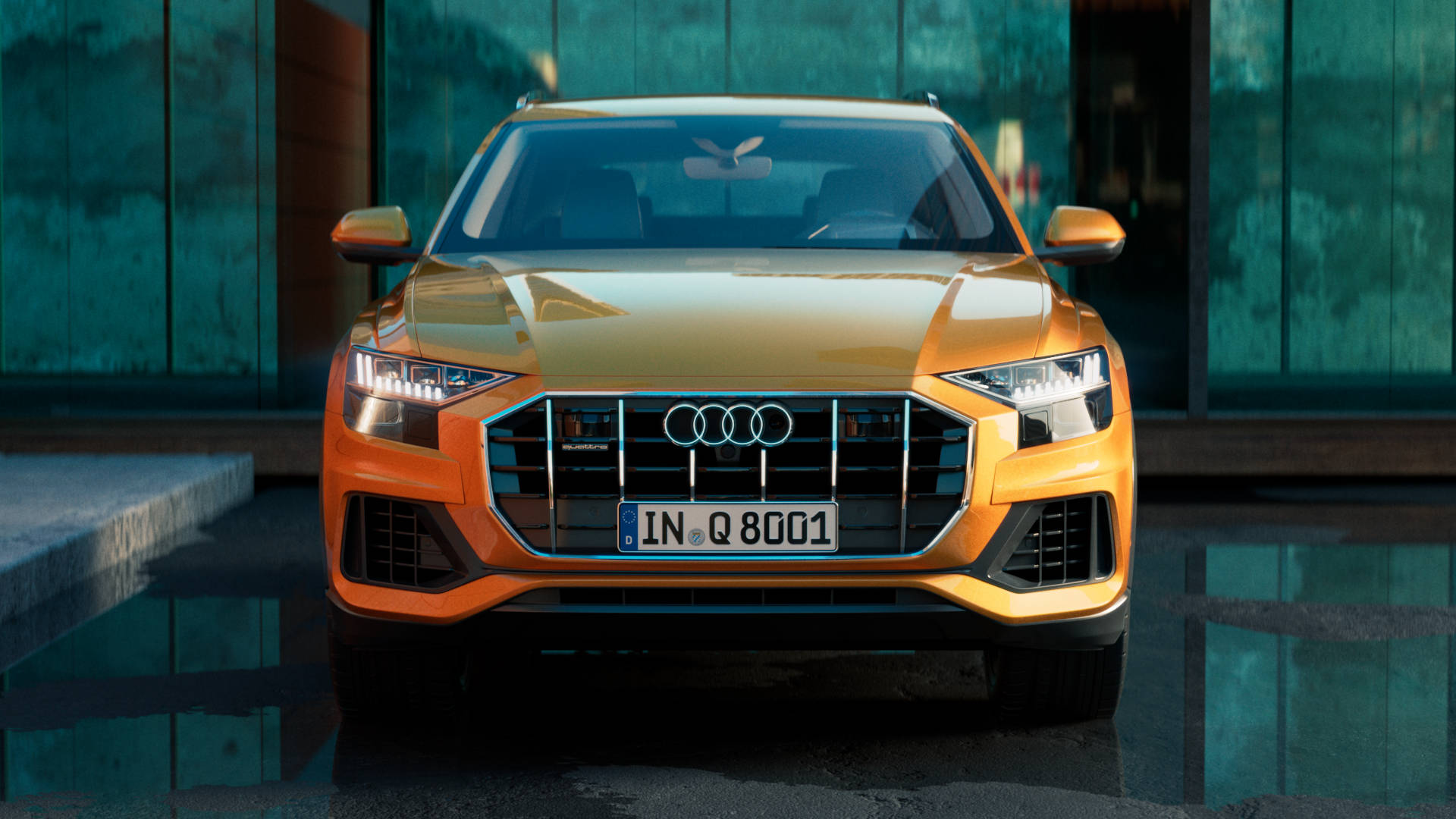 Audi Q8 front view close-up.
