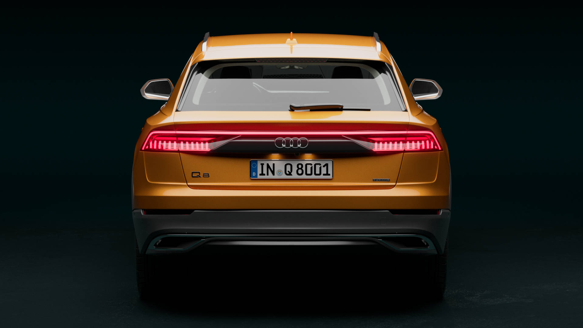 Dragon orange Audi Q8 product shot back view.