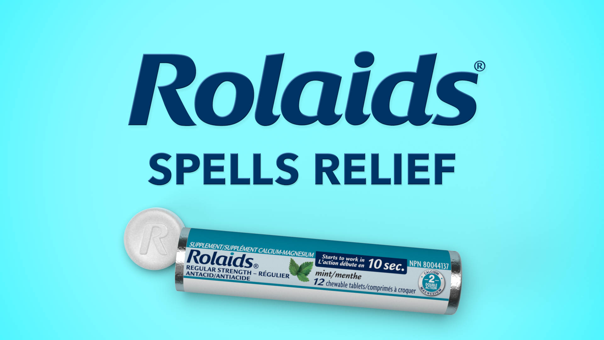 Le logo Rolaids sur un fond bleu.